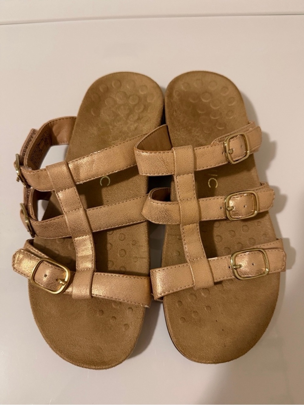 Vionic Metallic Pink Triple-Strap Slide Sandals Size 8